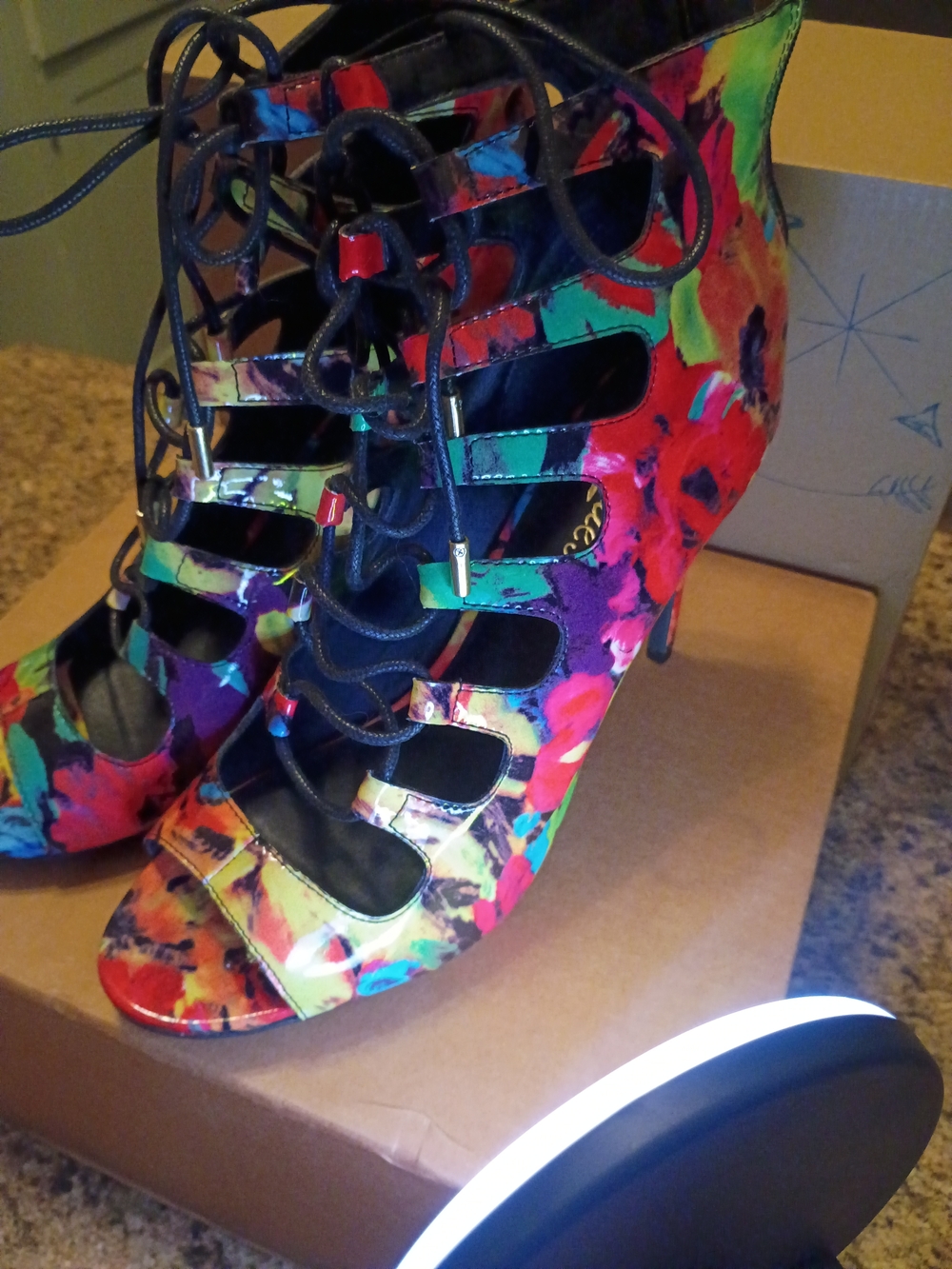 Candie's Multicolor Lace-Up Cutout Heels